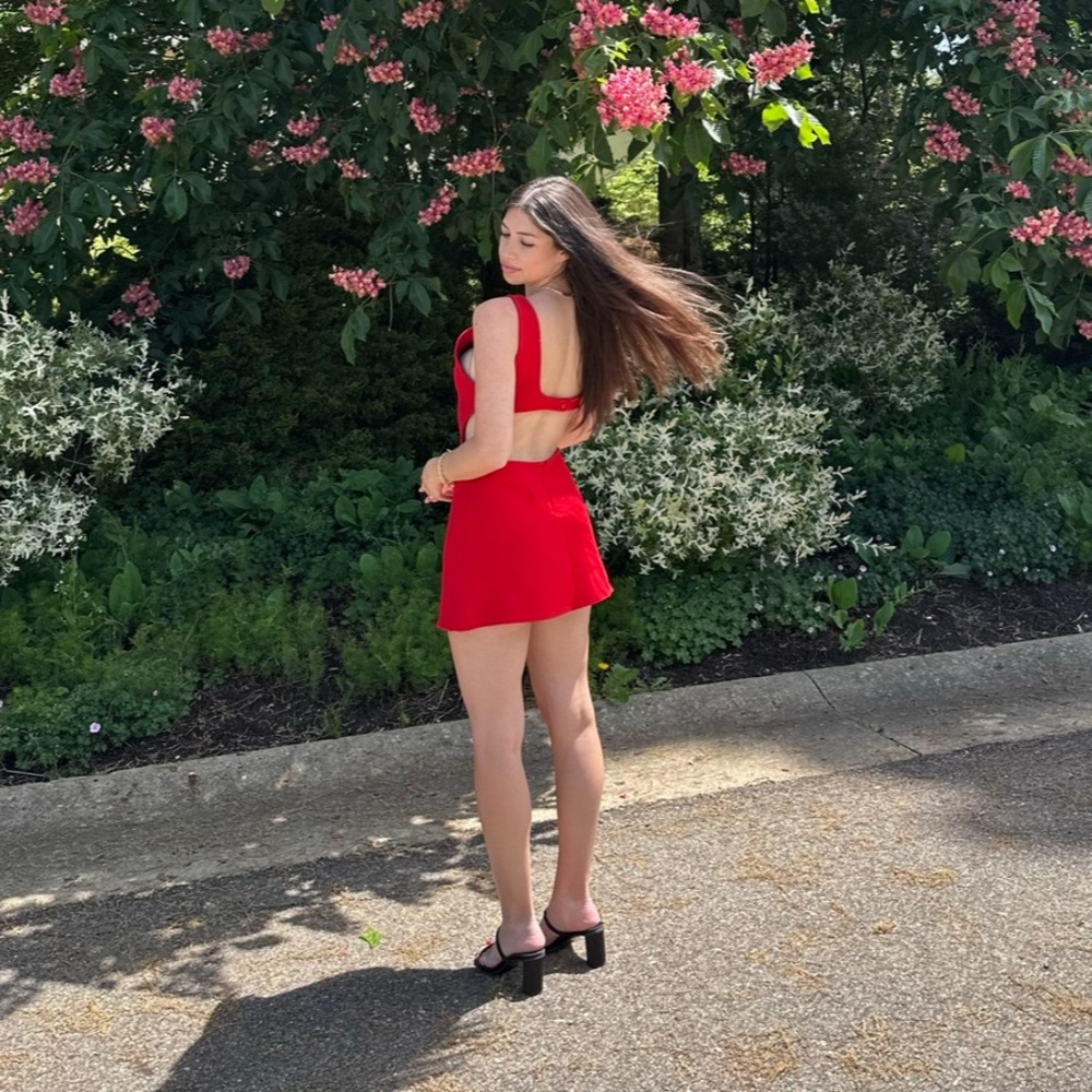 Red Zara cut out mini dress